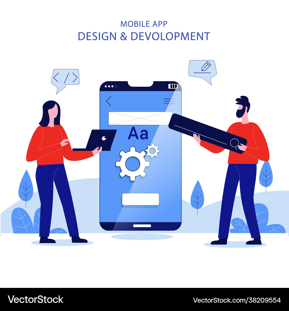 Mobile application or website development process vector image