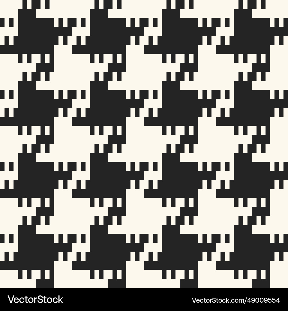 Monochrome pixelated textured houndstooth pattern Monochrome pixelated textured houndstooth pattern vector image