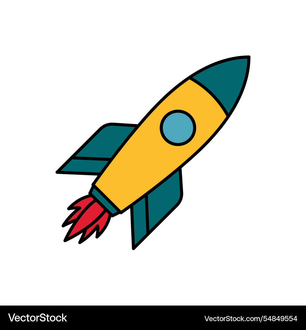 Rocket flying in space spaceship launch Rocket flying in space spaceship launch Vector Image