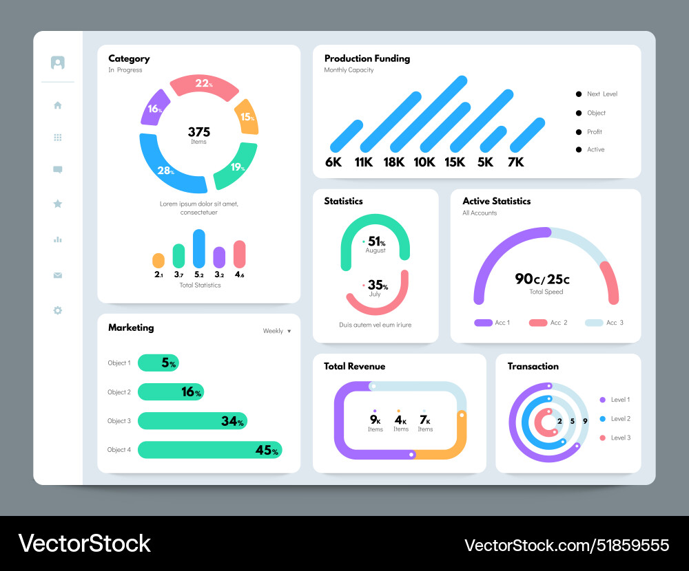 Analytics Dashboard UI Template Vector Image