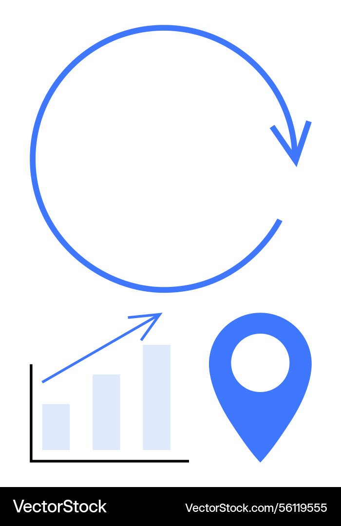 Circular progress concept with upward graph Vector Image