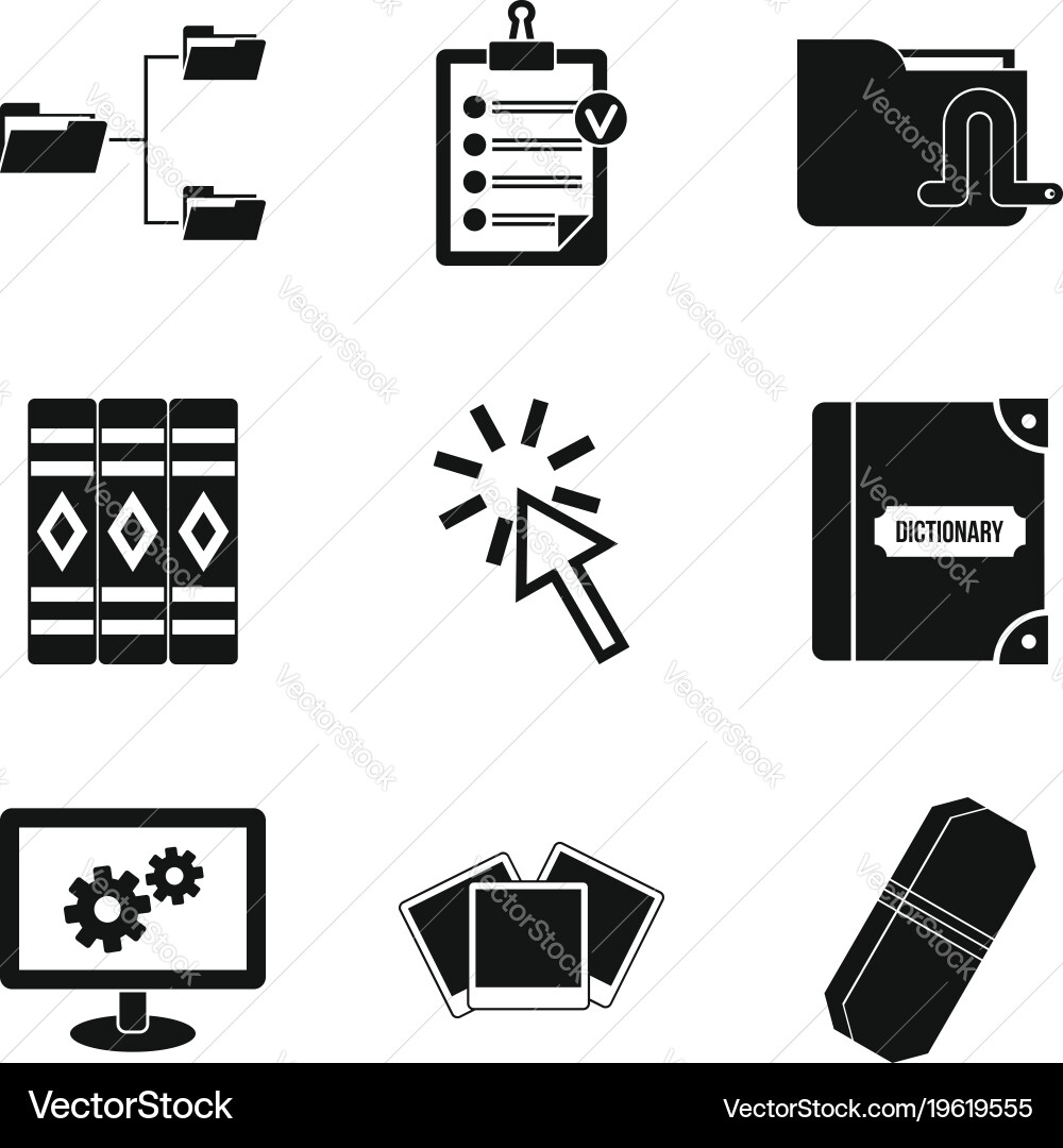 Directory icons set simple style vector image