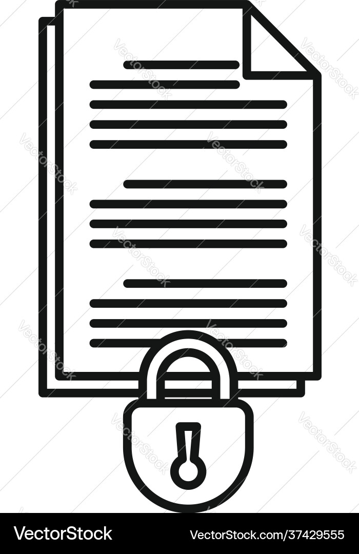 Document access authentication icon outline style Vector Image