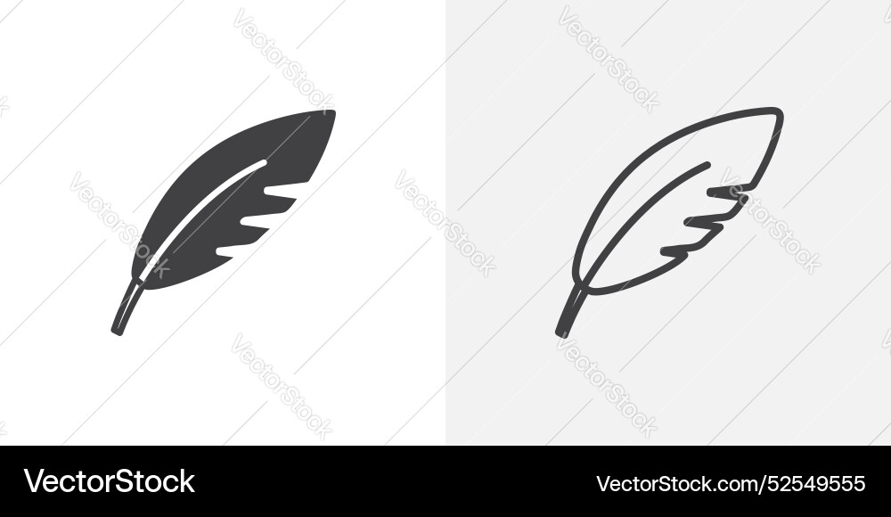 Feather thin line icon set Vector Image