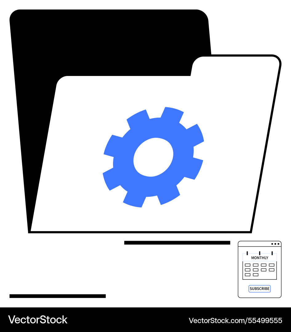 Folder with gear symbol representing file settings Folder with gear symbol representing file settings vector image