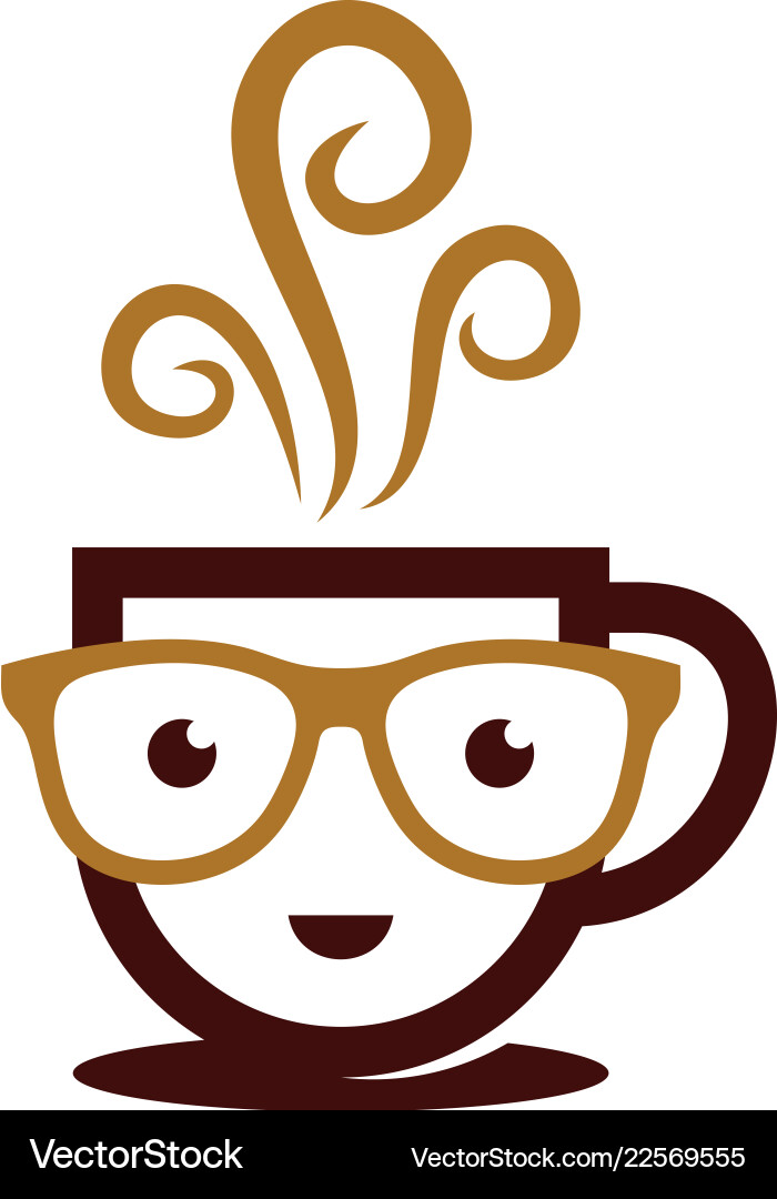 Geek Coffee Icon - Nerd Style vector image