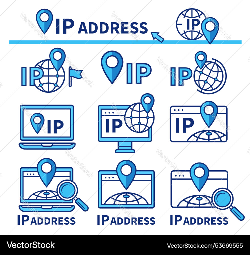 Ip address internet protocol device location point Ip address internet protocol device location point vector image
