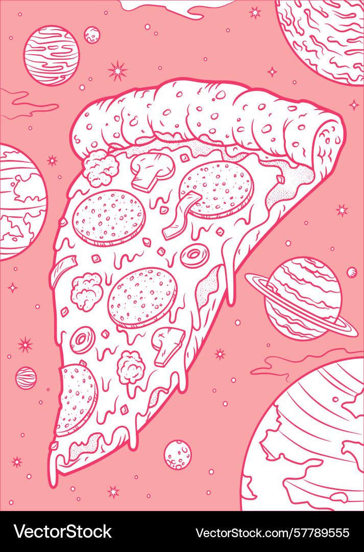Pizza slice floating in space cartoon style Vector Image