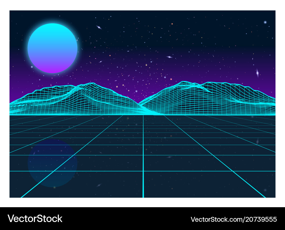Retro futurism old vhs style landscape 1980s Retro futurism old vhs style landscape 1980s vector image