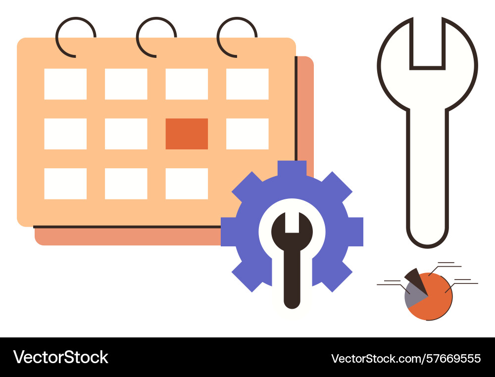 Scheduling and maintenance concept with calendar Scheduling and maintenance concept with calendar Vector Image