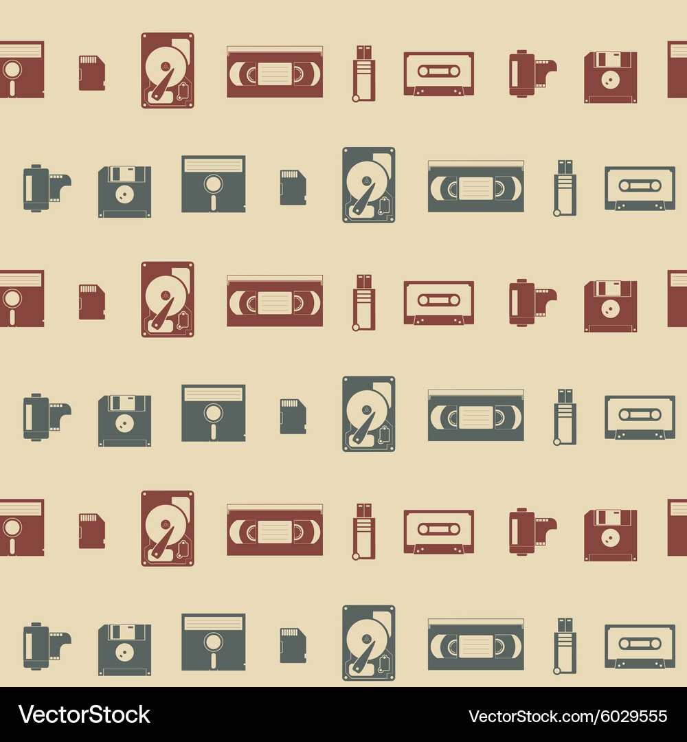 Seamless background with data storage icons for yo Vector Image
