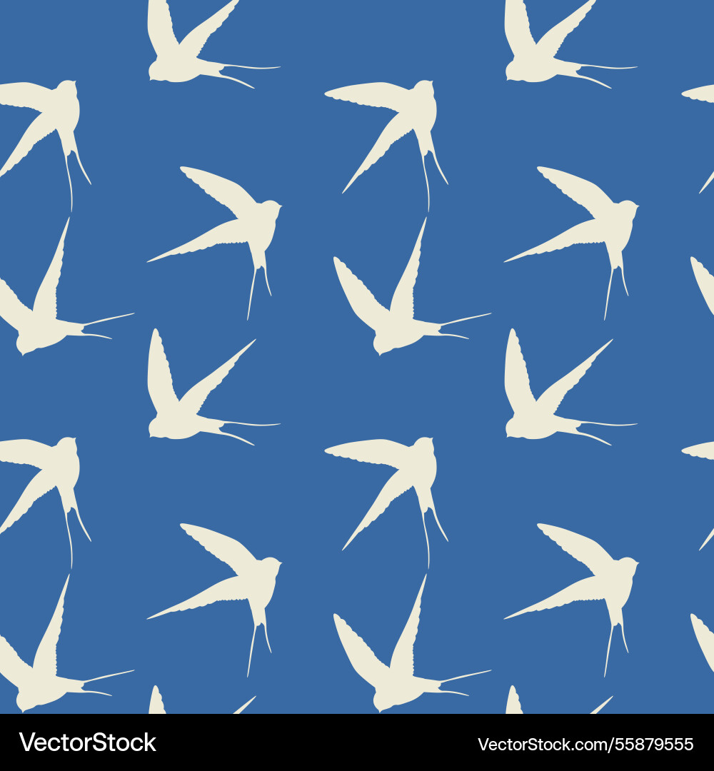 Seamless pattern with swallow silhouette on color Seamless pattern with swallow silhouette on color vector image