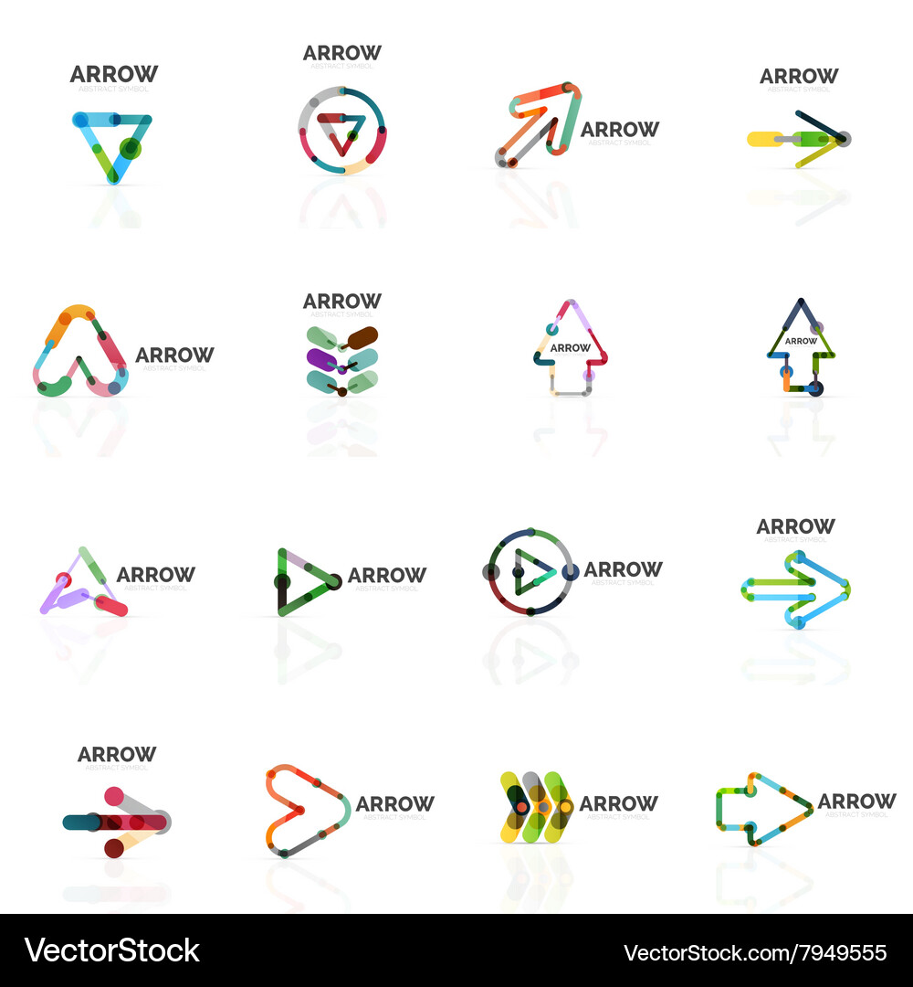 Set of linear arrow abstract logos connected Vector Image