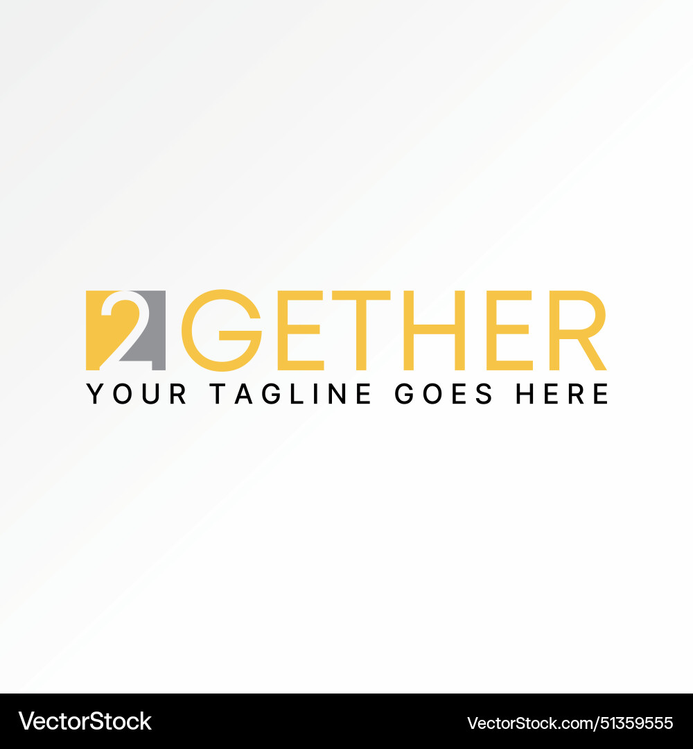 Word text together with number 2 negative space Word text together with number 2 negative space vector image