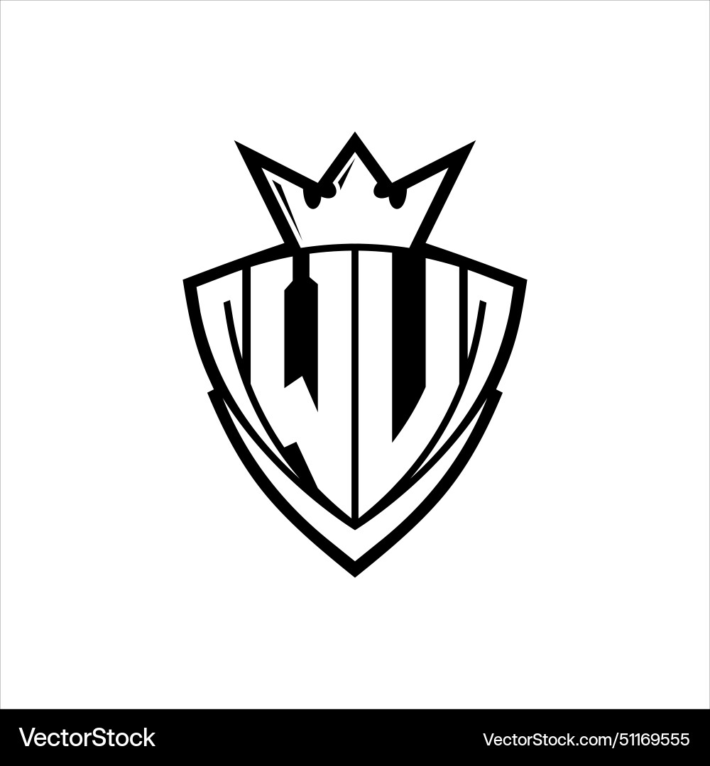Wu letter logo with sharp triangle shield shape Vector Image