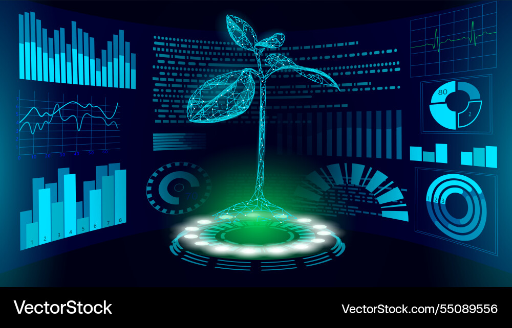 3d low poly green plant hud ui Zukunft anzeigen 3d low poly green plant hud ui Zukunft anzeigen vektorbild