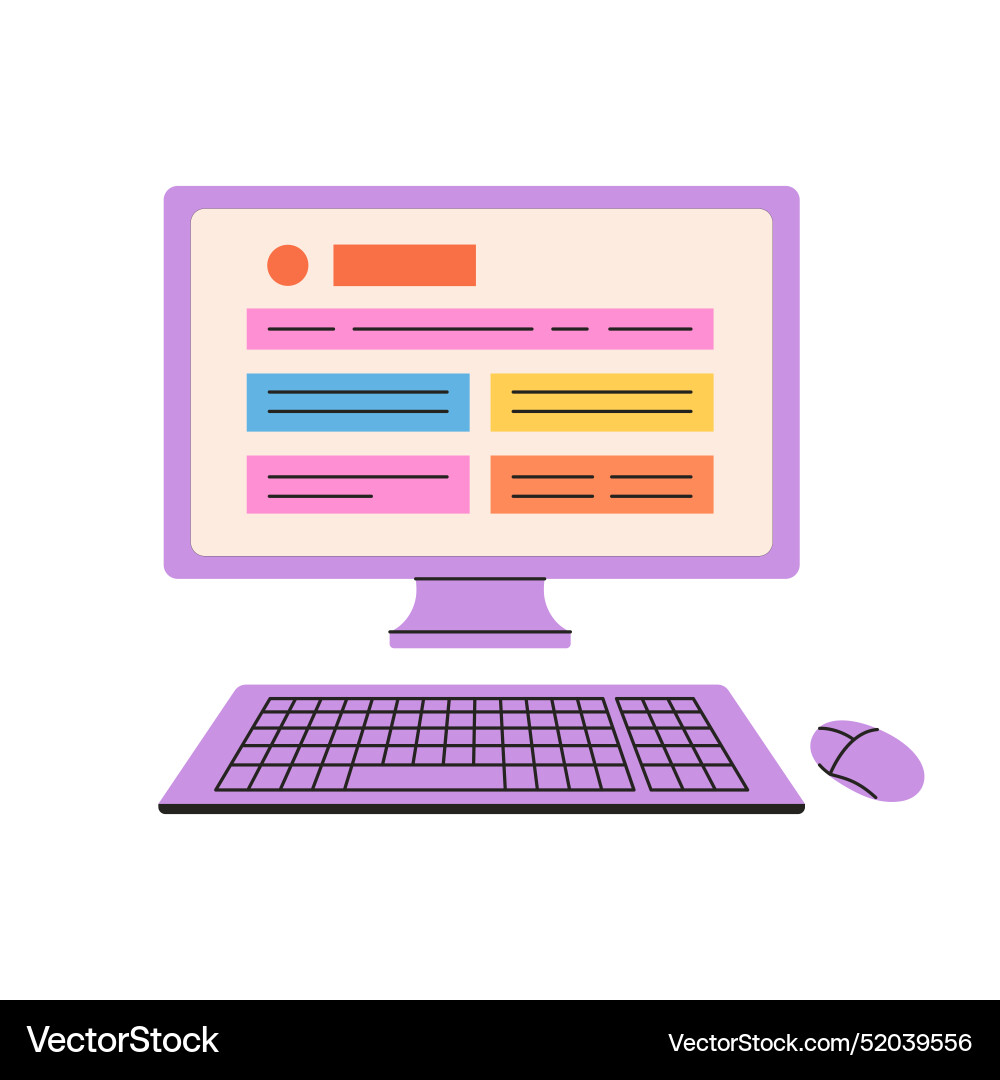 Computer monitor with mouse and keyboard Vector Image