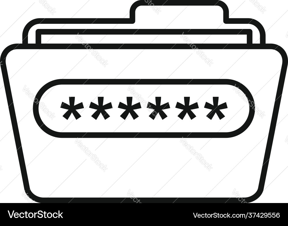 Folder access authentication icon outline style Folder access authentication icon outline style vector image