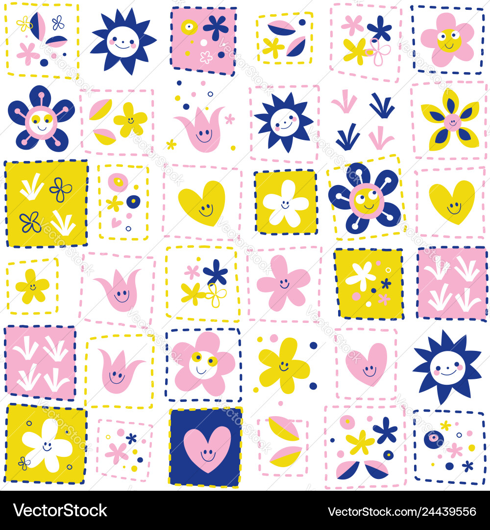 Fröhliche Blumenmuster Vektorbild