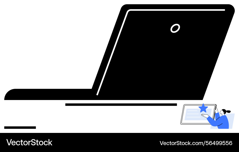 Open laptop with digital interaction by user Open laptop with digital interaction by user Vector Image