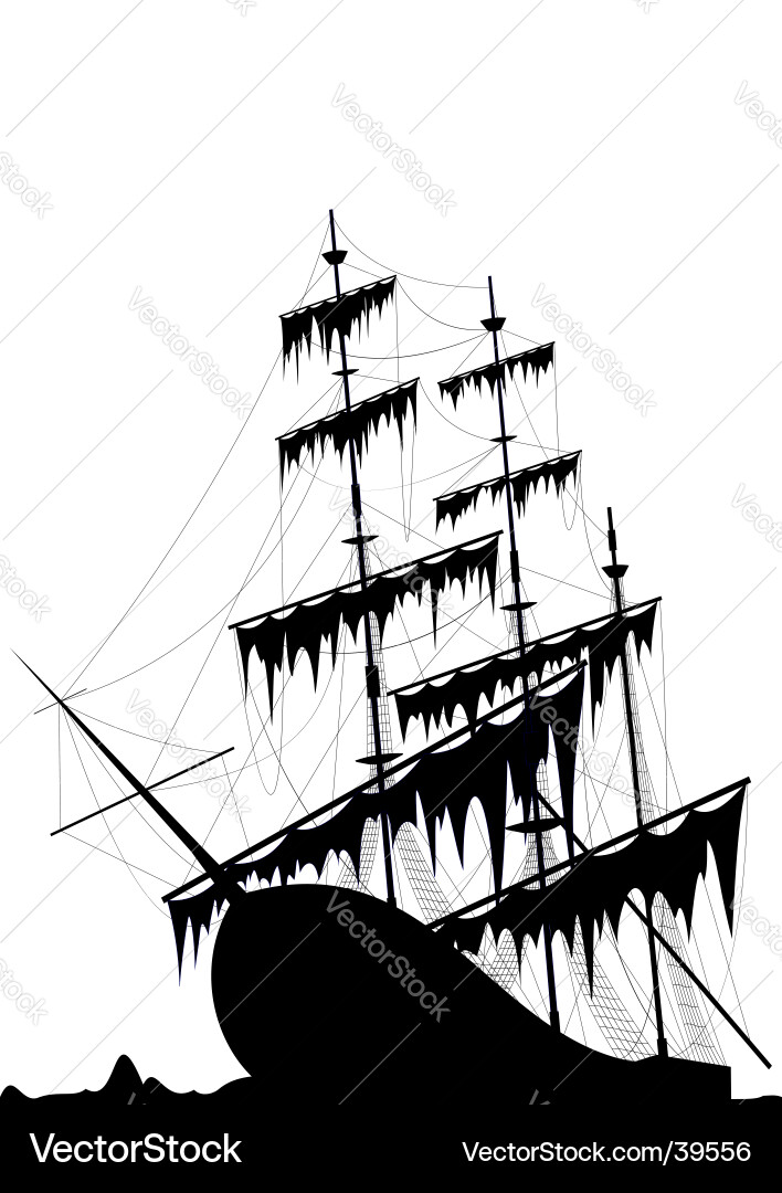 Sunk old ship Royalty Free Vector Image - VectorStock