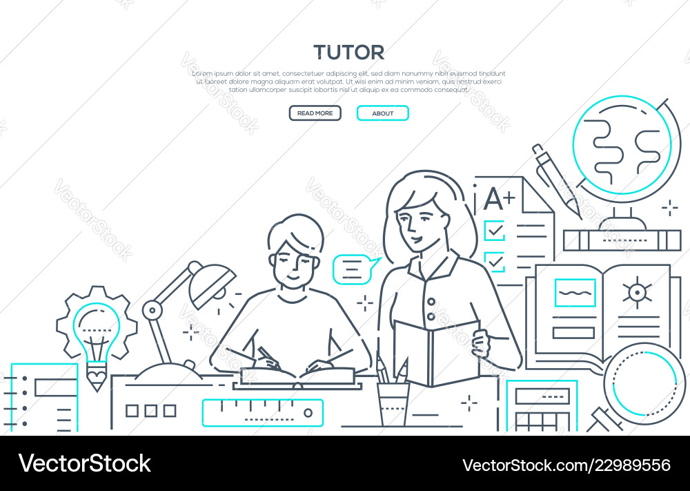 Tutor - modern line design style web banner Tutor - modern line design style web banner vector image