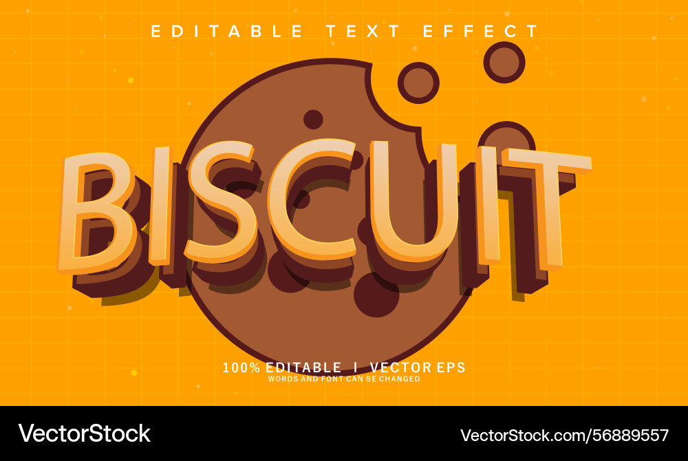 Biscuit text effect with modern style design vector image