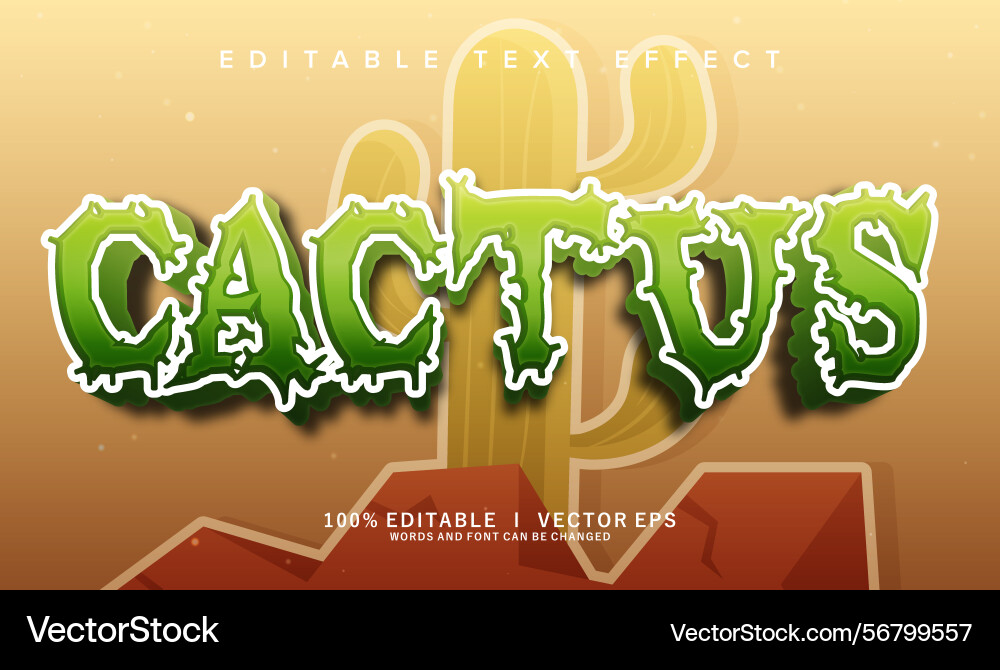 Cactus text effect with modern style design Cactus text effect with modern style design vector image