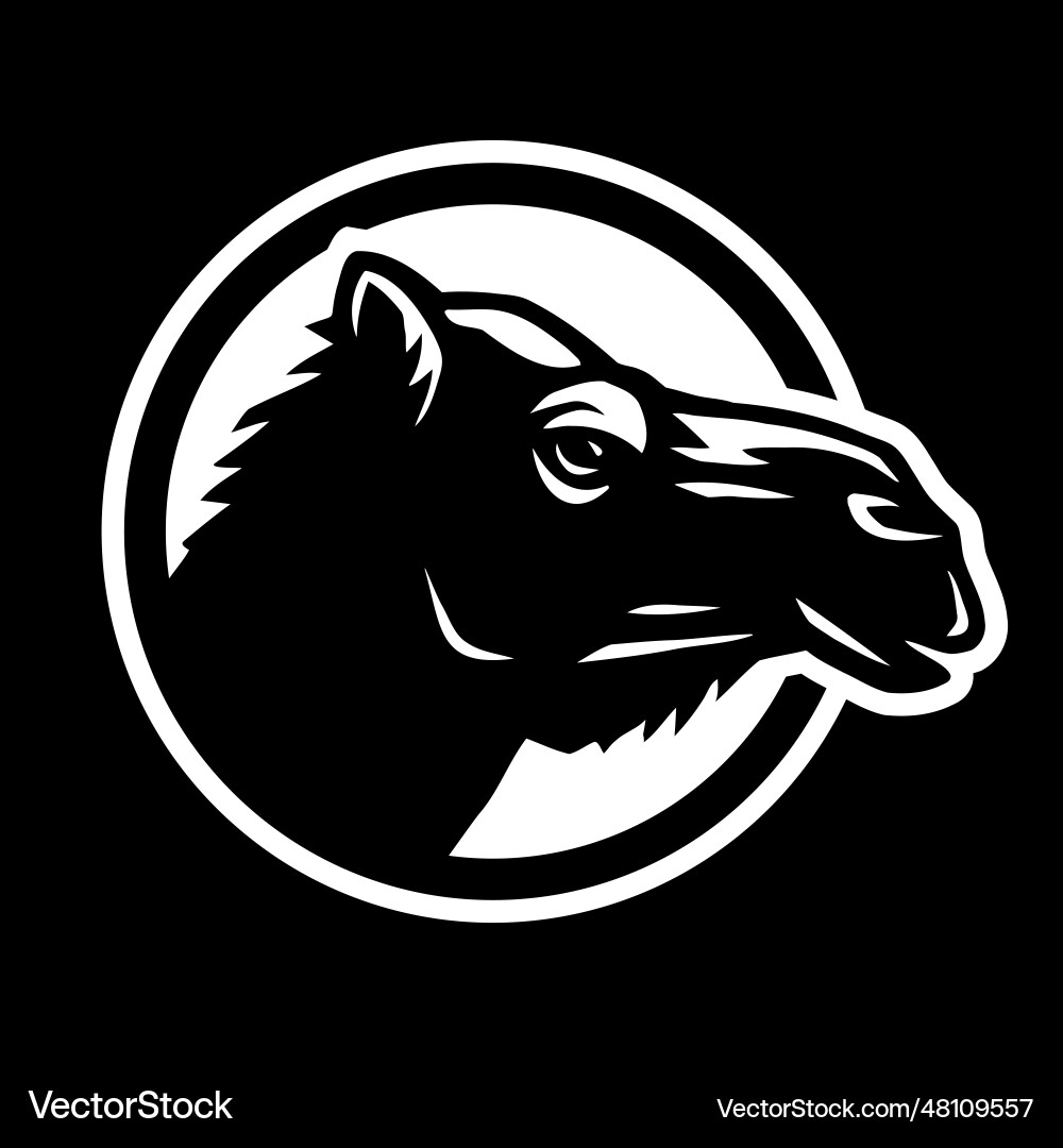 Camel silhouette round shape logo on a dark vector image