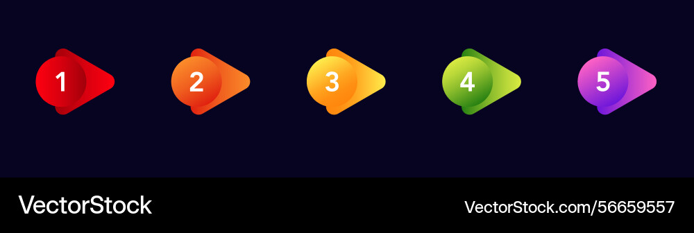 Colorful numbered bullet points for lists Vector Image