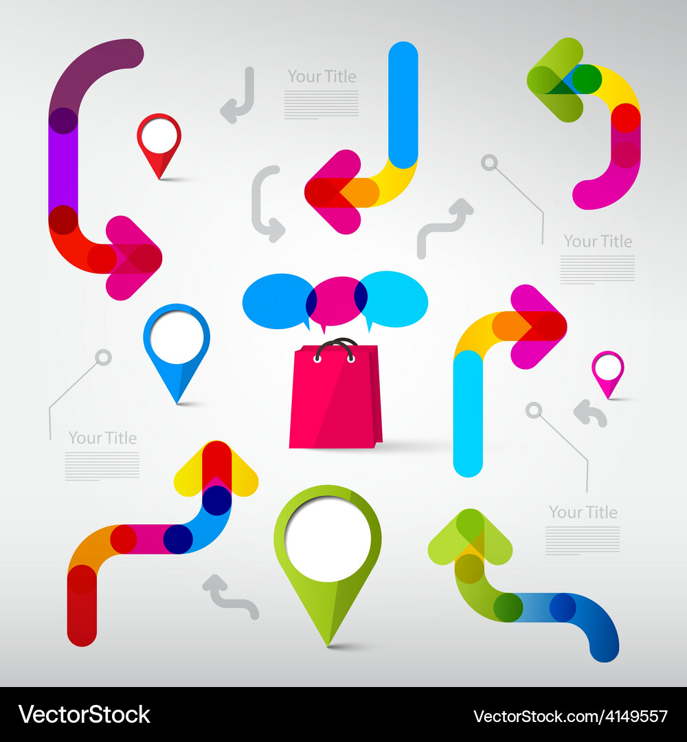 Colorful transparent arrows web page template Vector Image