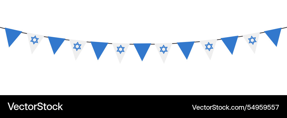 Israel flag bunting garland string of triangular Israel flag bunting garland string of triangular vector image
