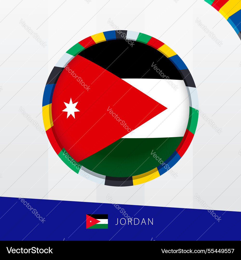 Jordan flag with colorful circle border Jordan flag with colorful circle border Vector Image