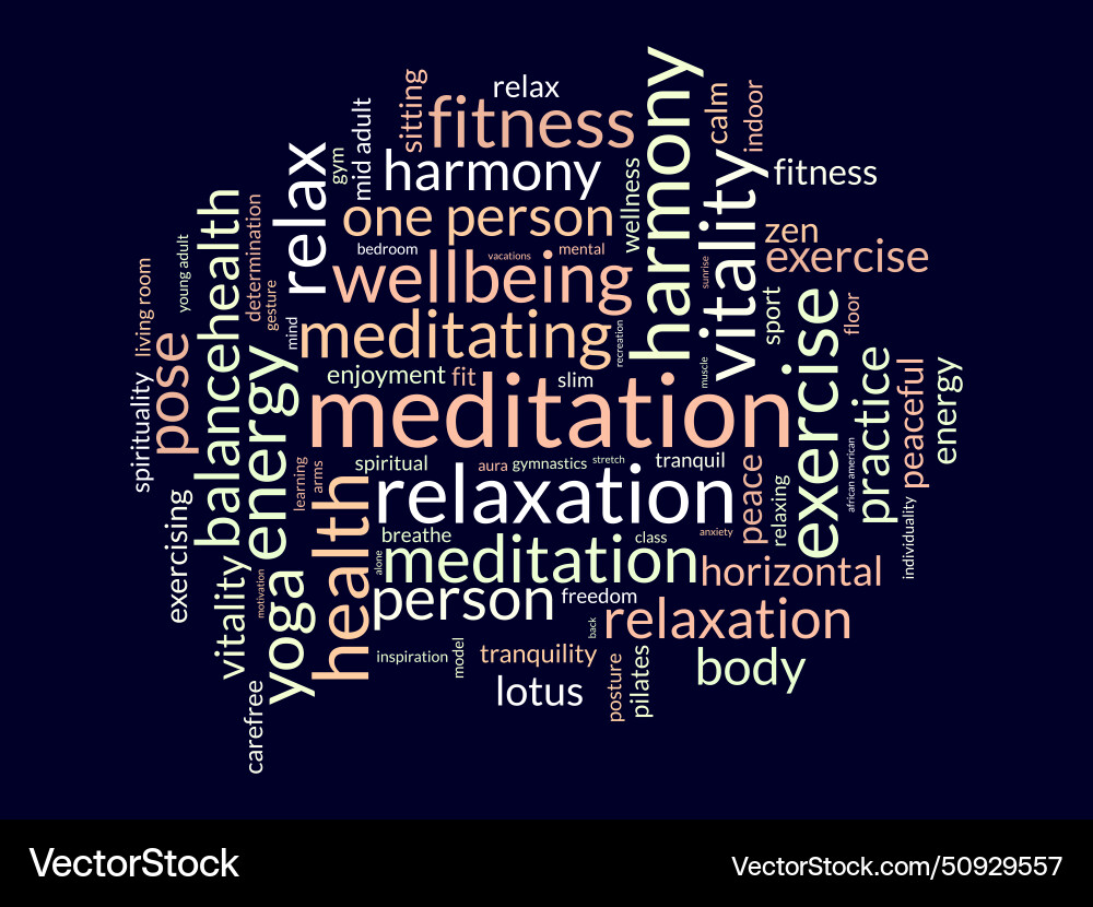 Meditation day word cloud template health Vector Image