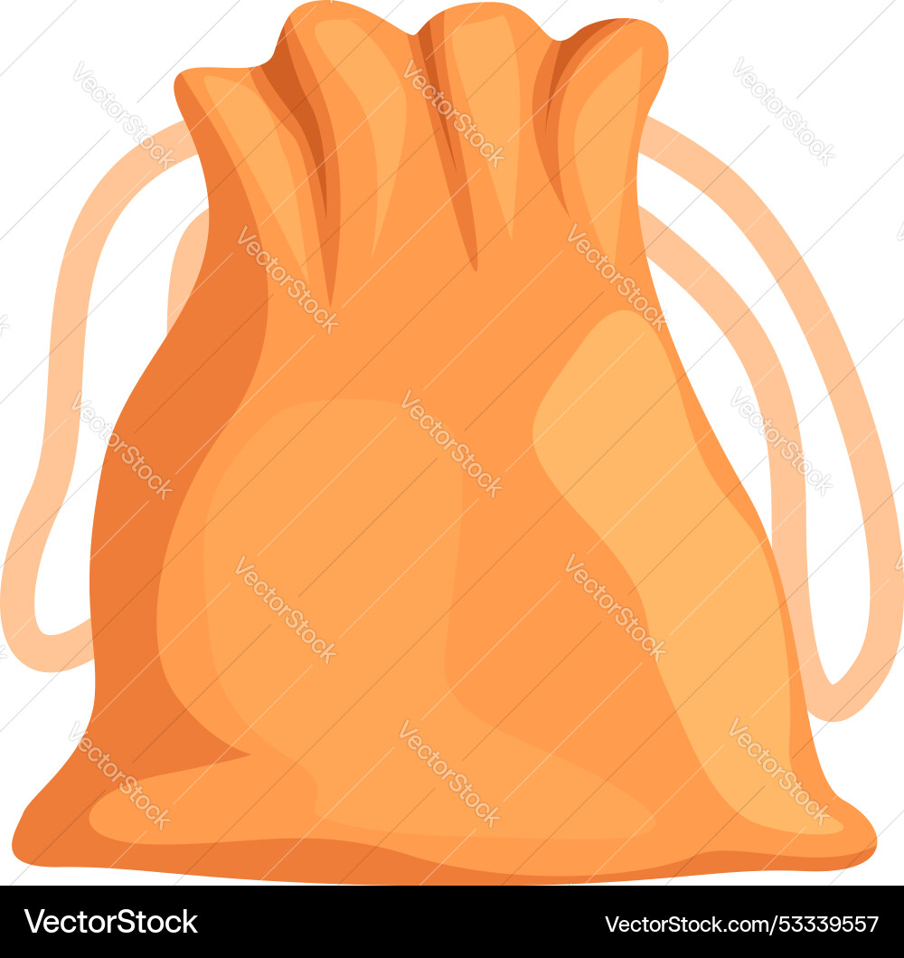 Orange cloth bag standing with drawstring closing Vector Image