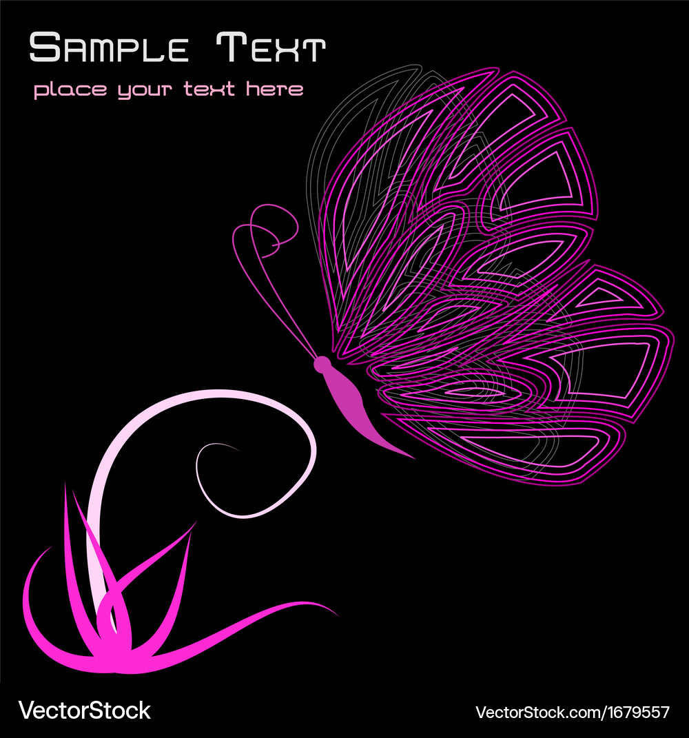Pink butterfly on a black background – Royalty-Free Vector | VectorStock, image size:1000x1071