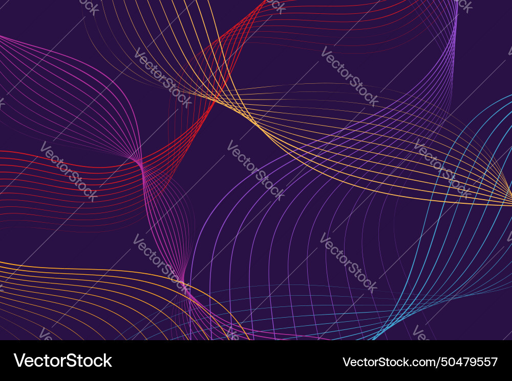 Purple background with lines and curves vector image