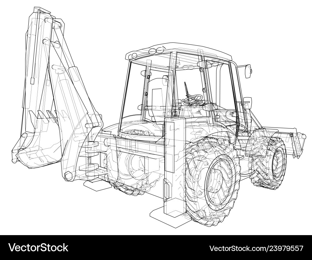 Sketch of loading shovel with back actor Sketch of loading shovel with back actor vector image