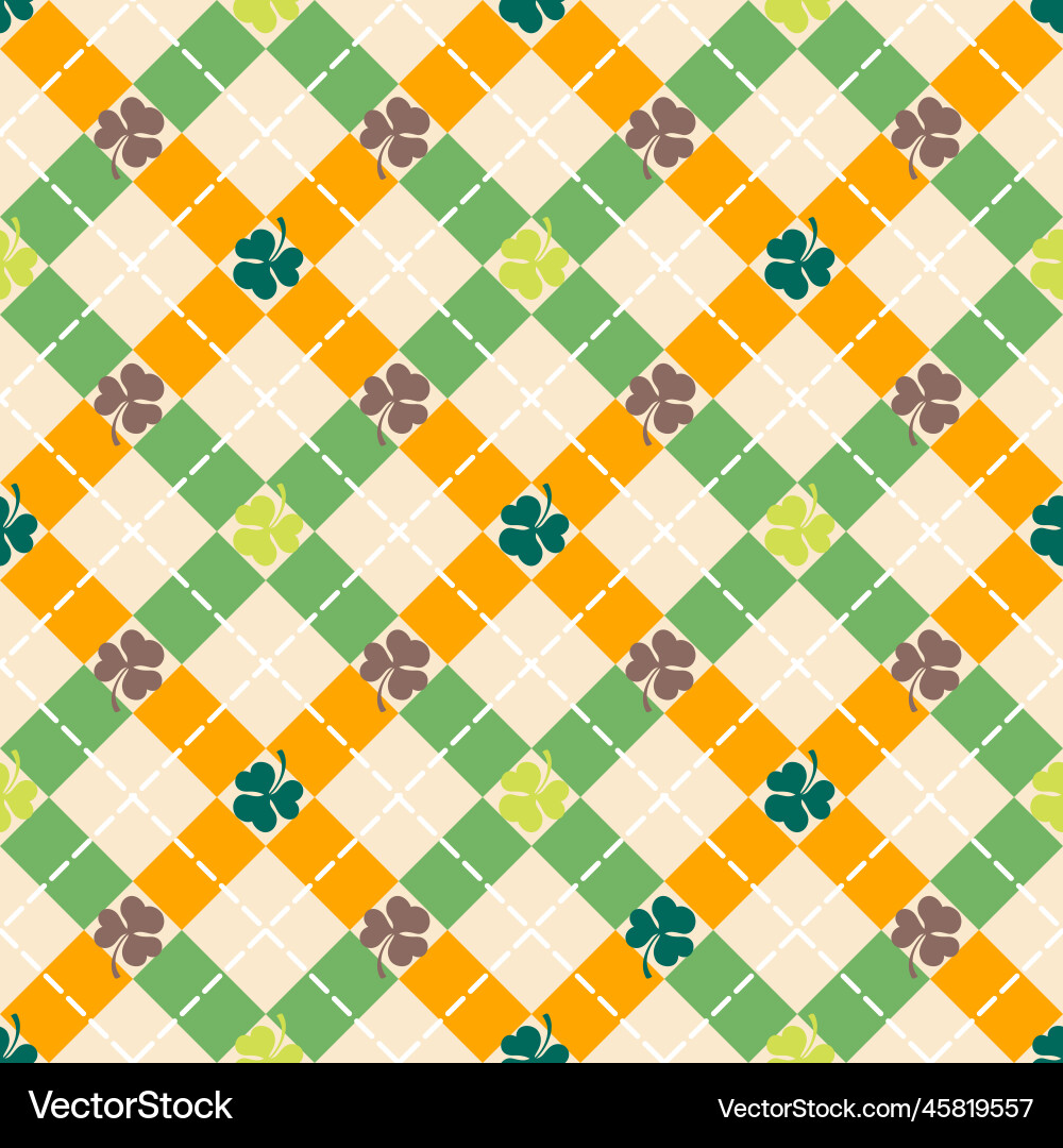 St patricks day seamless pattern colorful argyle vector image