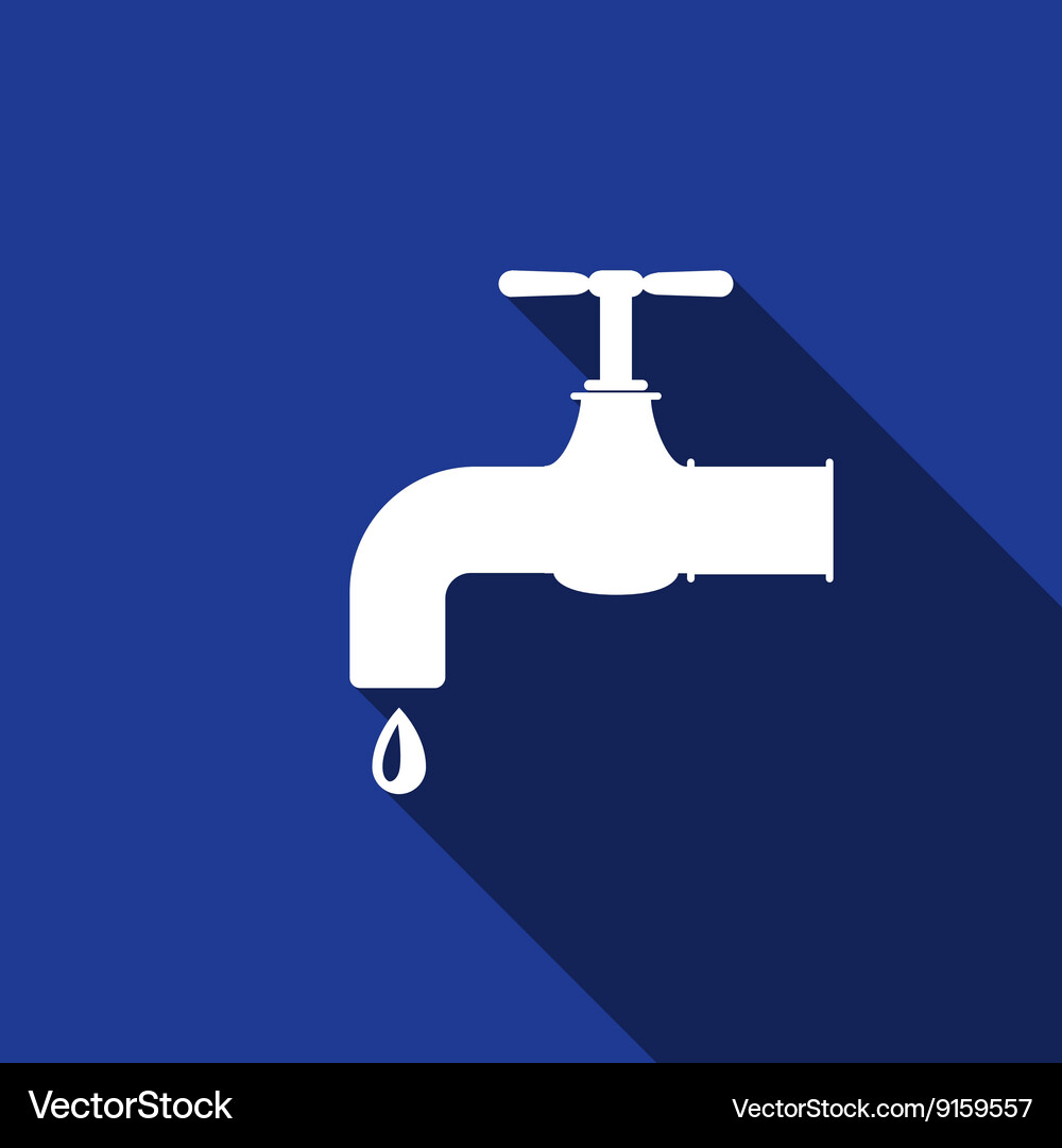 Wasserhahn-Symbol mit langem Schatten Vektorbild