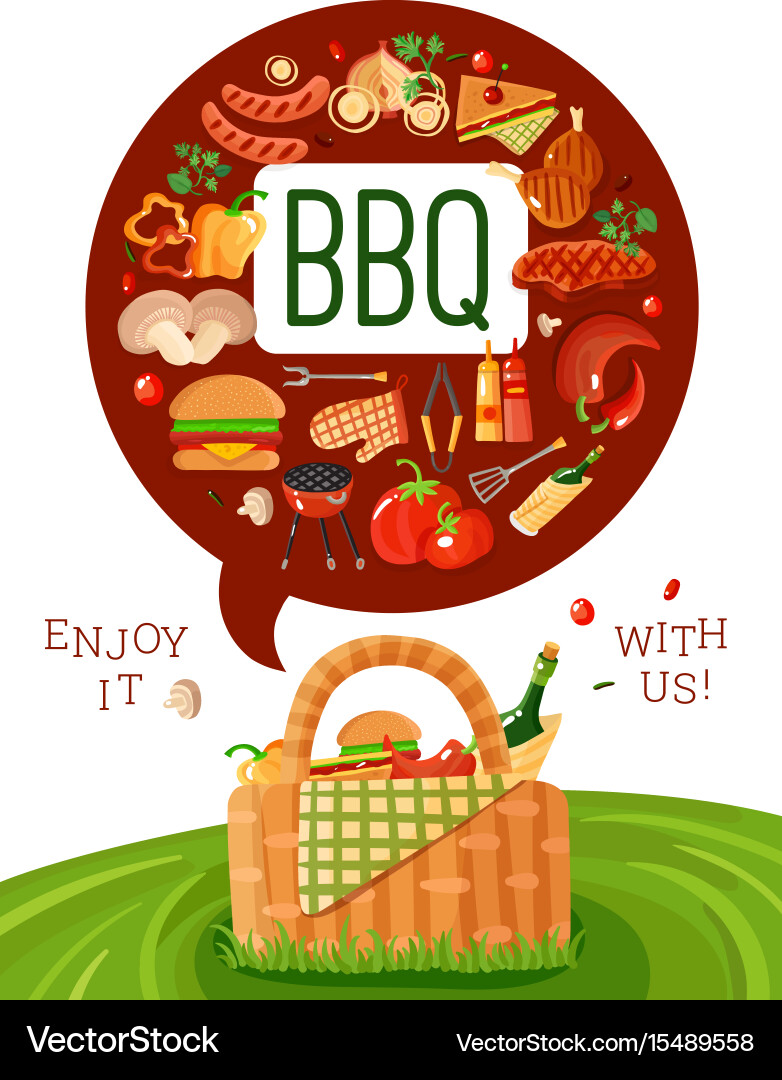 Bbq Picknick Poster Vektorbild