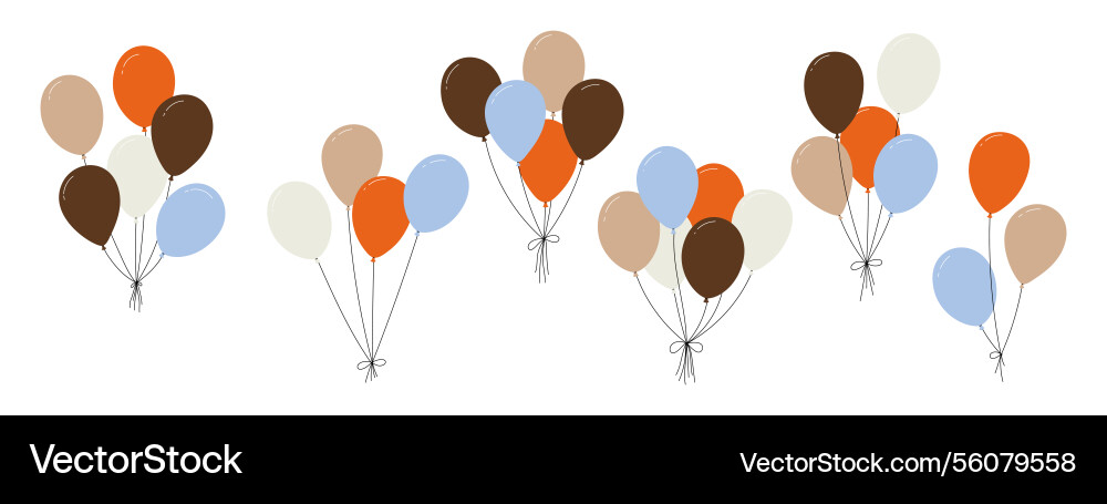Bundle of colorful balloons with strings floating Bundle of colorful balloons with strings floating vector image