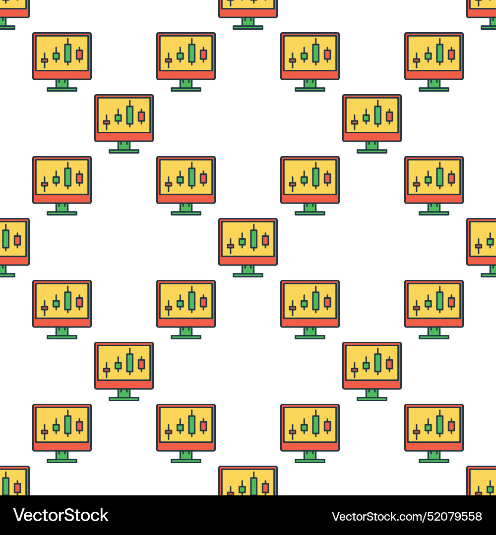 Candlestick charts on computer screen colored Candlestick charts on computer screen colored vector image