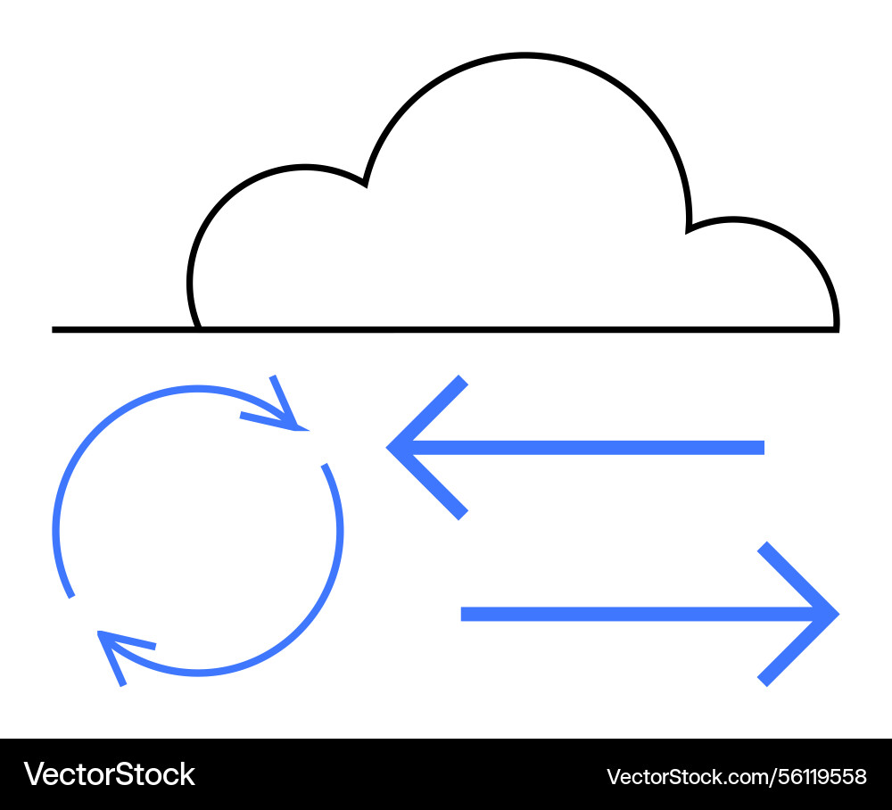 Cloud computing concept with data synchronization Vector Image