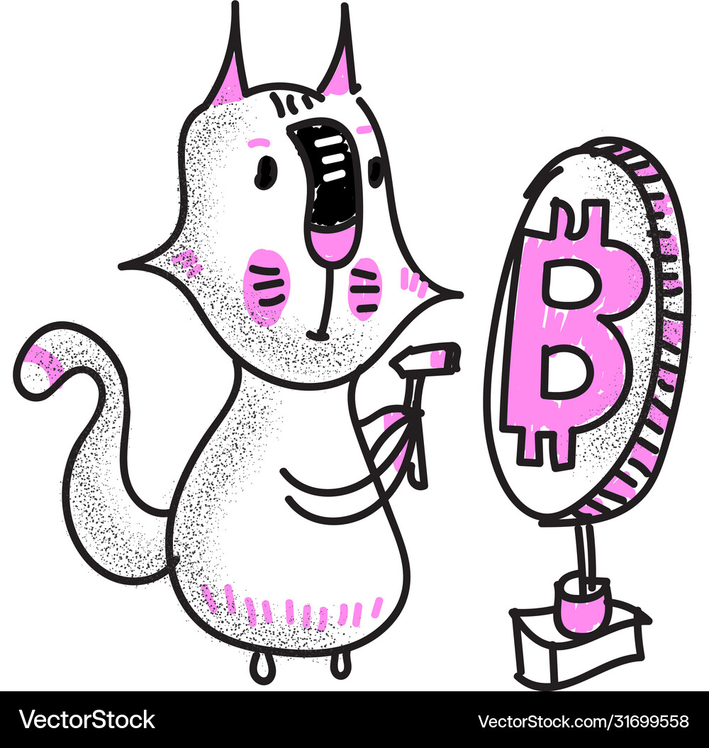 Cryptocurrency concept with cat miner and bitcoin – Royalty-Free Vector |  VectorStock