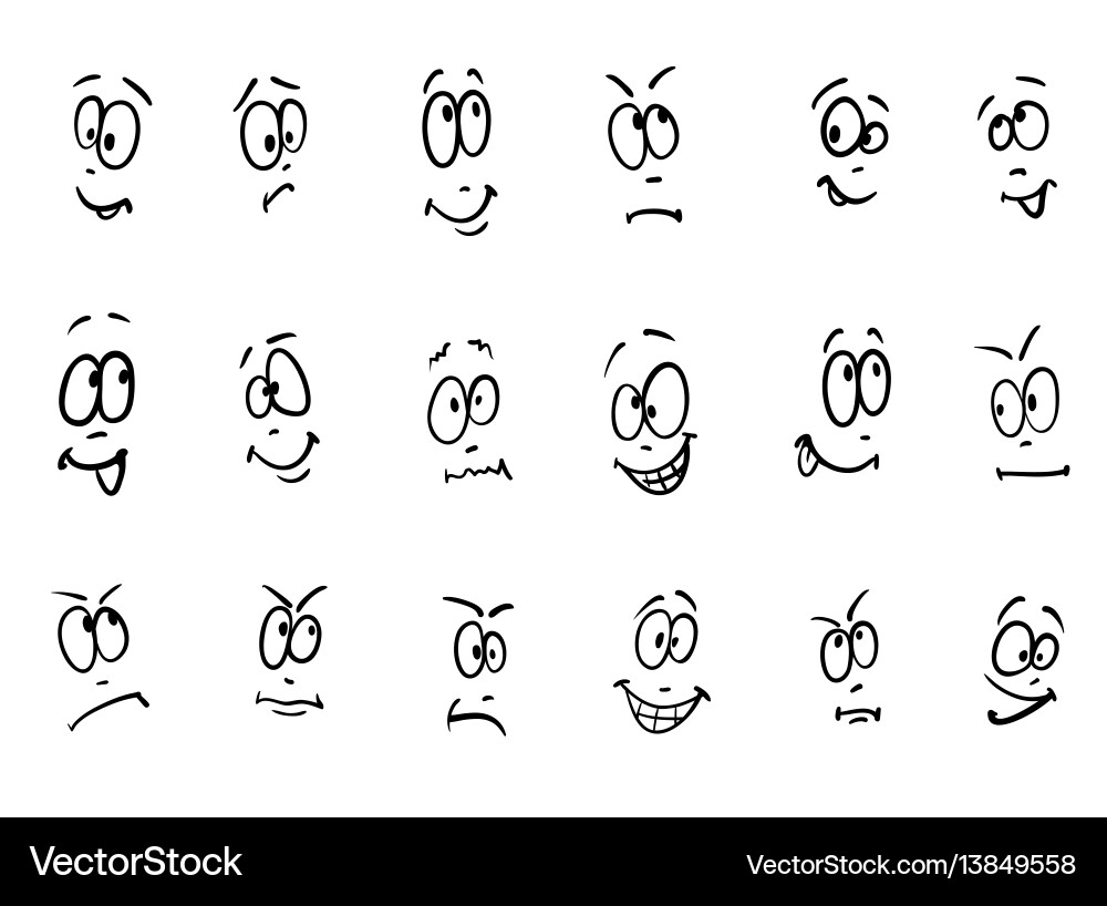Emotion set of cartoon facial expressions Emotion set of cartoon facial expressions vector image