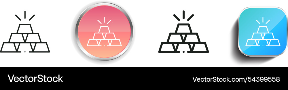 Gold ingots icon thin linear regular and button Gold ingots icon thin linear regular and button vector image