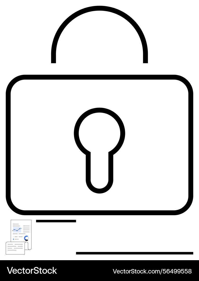 Secure data concept with lock and documents Secure data concept with lock and documents vector image