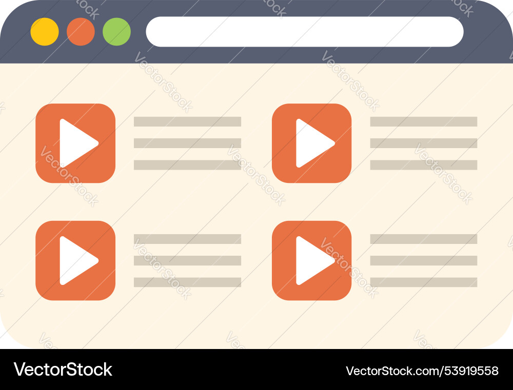 Video player website interface showing streaming Video player website interface showing streaming vector image