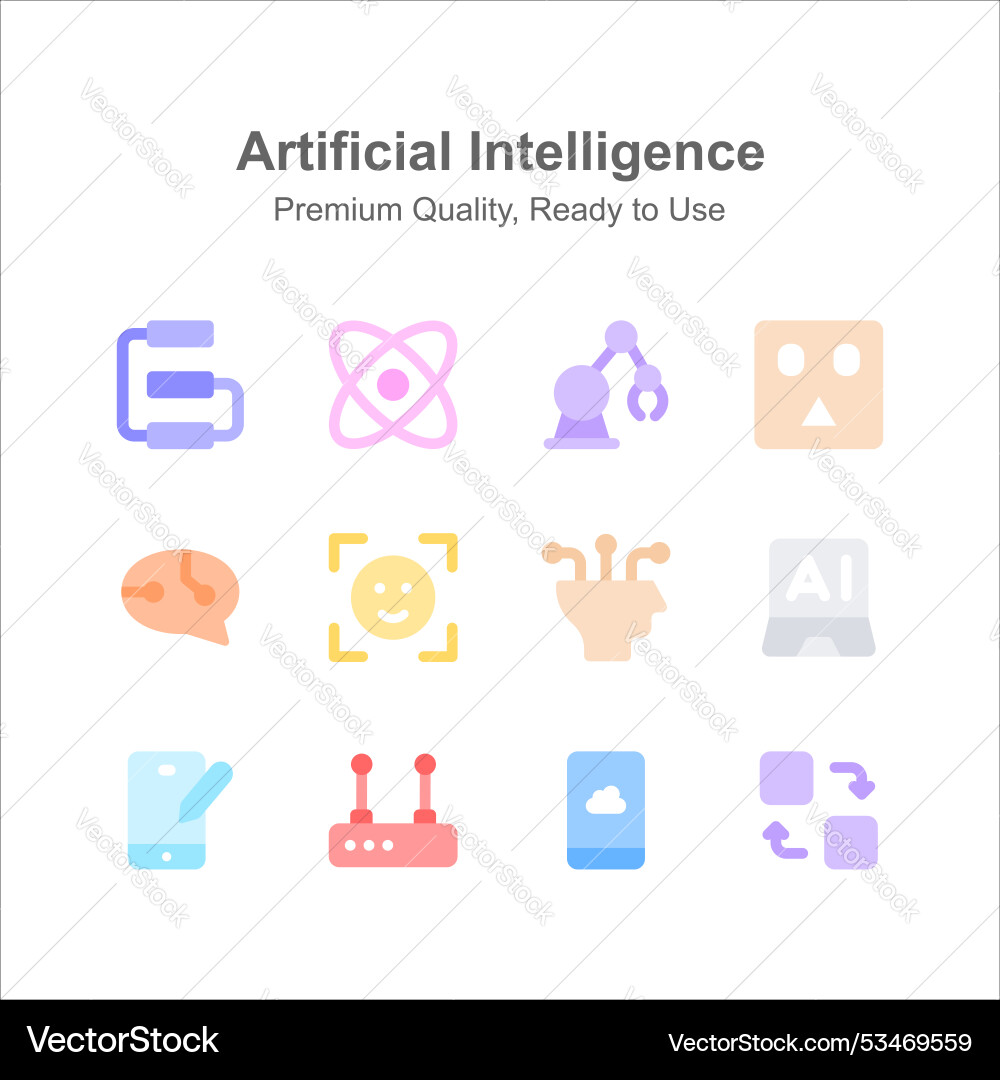 Artificial intelligence icons set isolated vector image
